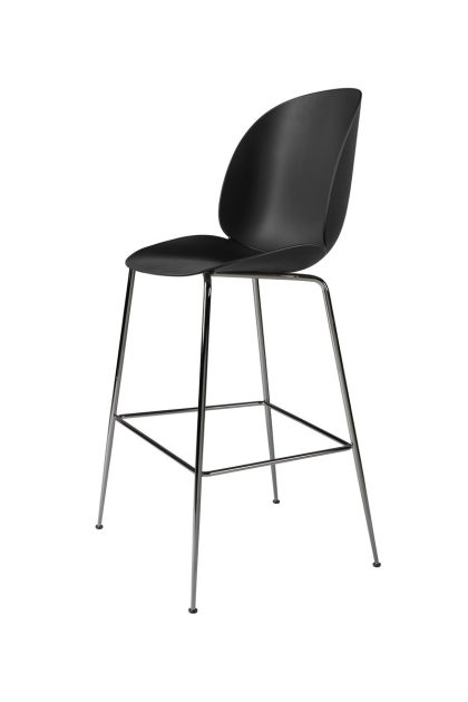 Gubi beetle barstol hög black, svartkromat stålstativ
