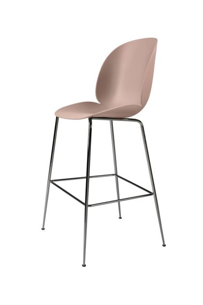 Gubi beetle barstol hög sweet pink, svartkromat stålstativ