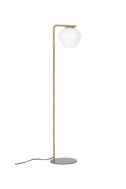 Konsthantverk dk golvlampa rå mässing/matt vit