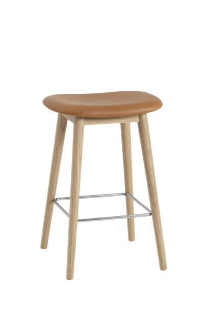 Muuto fiber counter stool barpall 65 cm cognac-oak