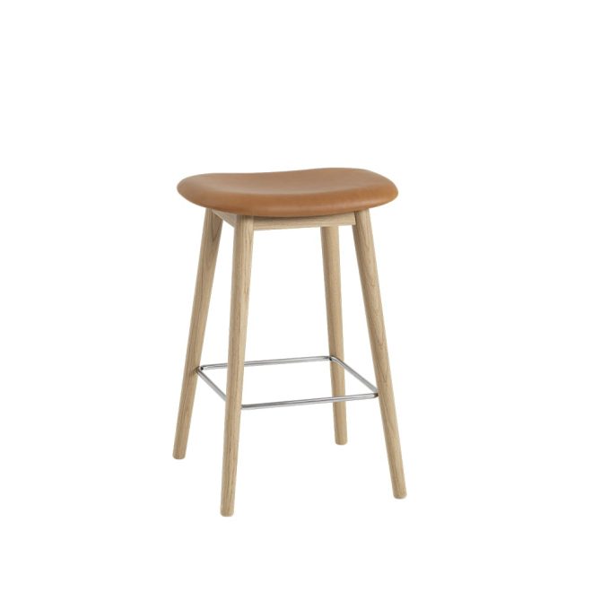 Muuto fiber counter stool barpall 65 cm cognac-oak