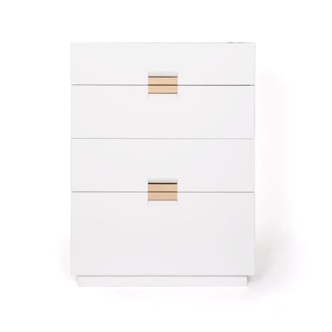 Asplund frame high byrå white, läder natural