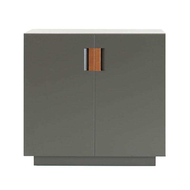 Asplund frame 80 low skåp taupe, läder cognac, 42cm