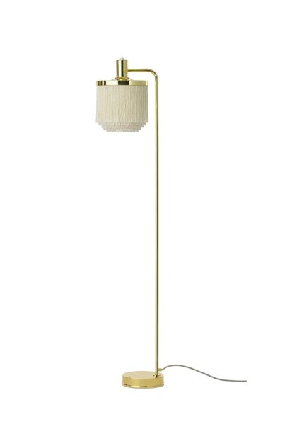 Warm nordic fringe golvlampa cream white, mässingspläterat stål
