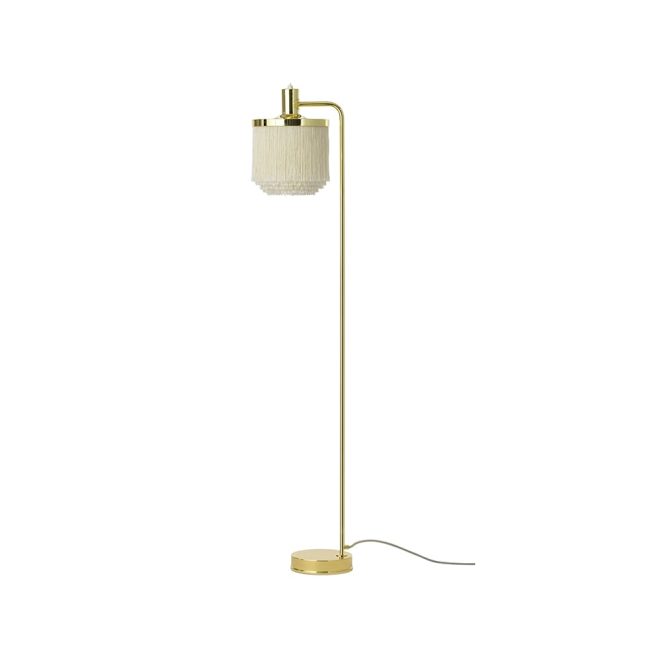 Warm nordic fringe golvlampa cream white, mässingspläterat stål
