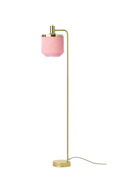 Warm nordic fringe golvlampa pale pink, mässingspläterat stål