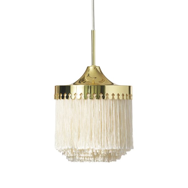 Warm nordic fringe pendel cream white, liten