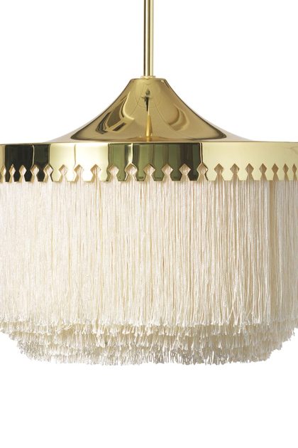 Warm nordic fringe pendel cream white, stor