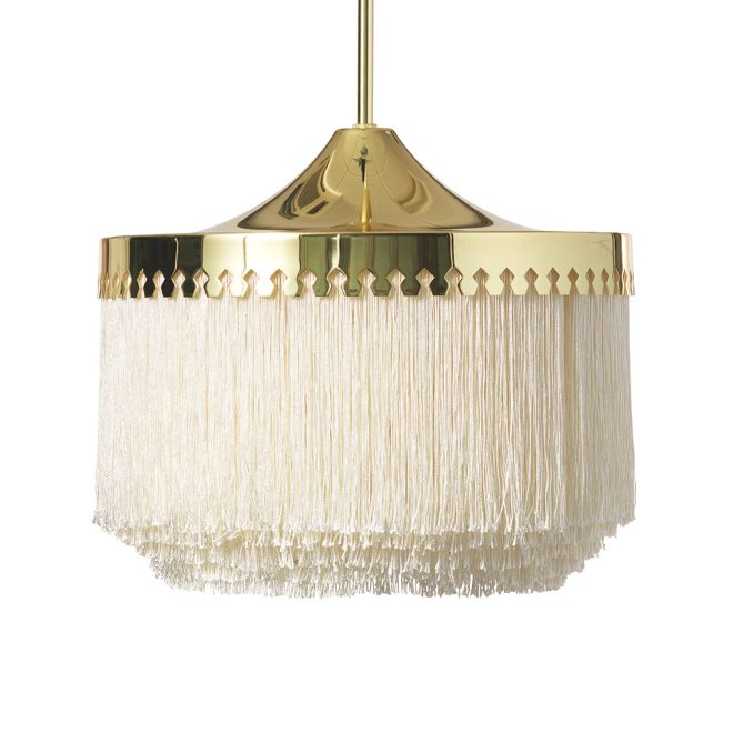 Warm nordic fringe pendel cream white, stor