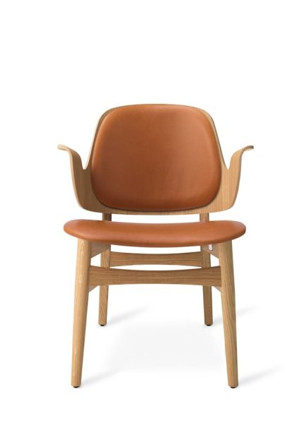 Warm nordic gesture loungestol läder silk 250 cognac, vitoljat ekstativ