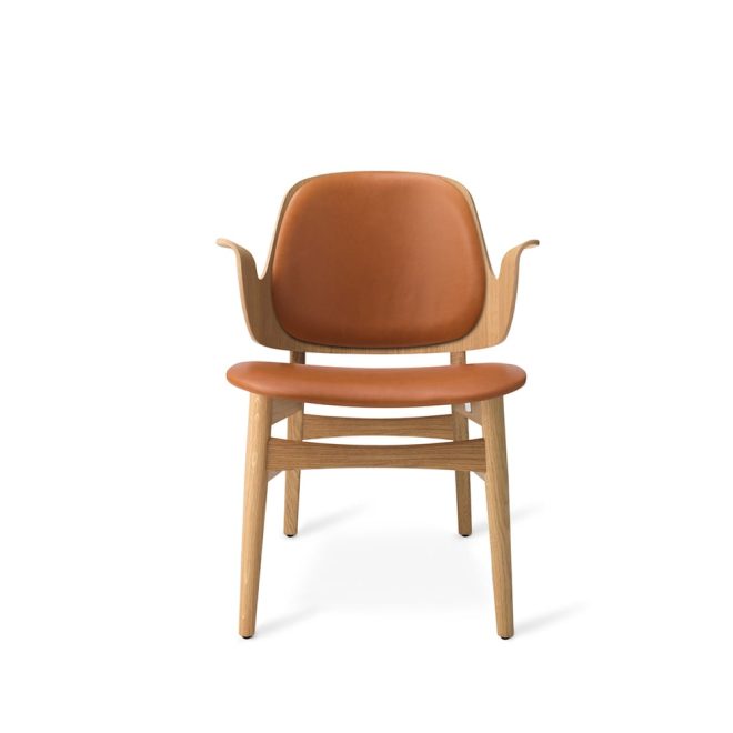Warm nordic gesture loungestol läder silk 250 cognac, vitoljat ekstativ