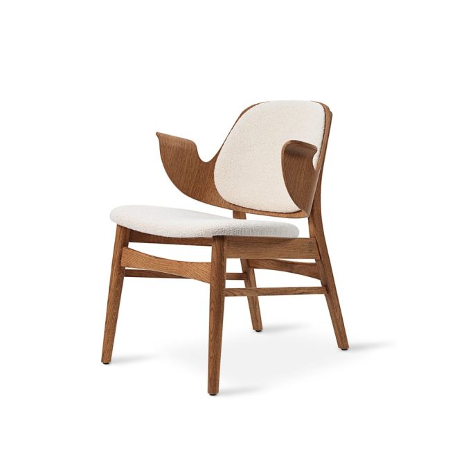 Warm nordic gesture loungestol tyg barnum24 cream, teakoljat ekstativ
