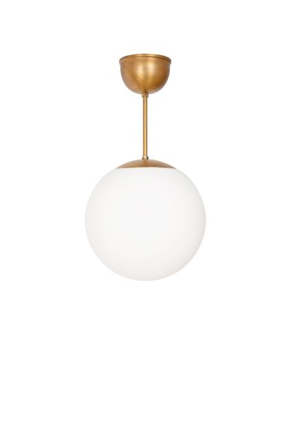 Konsthantverk funkis glob pendel vit matt-råmässing Ø20 cm