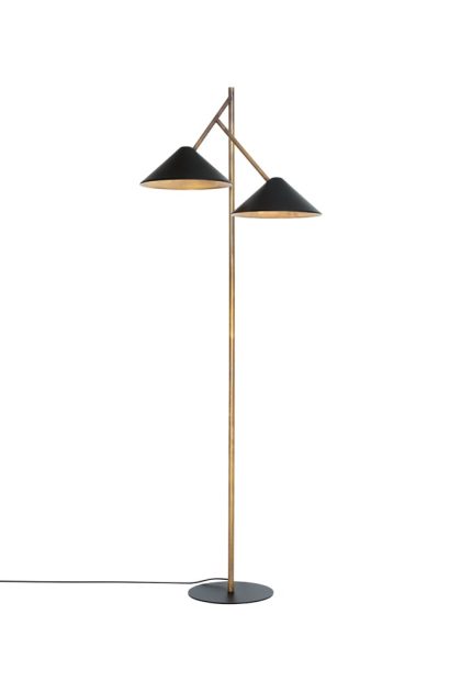 Konsthantverk grenverk golvlampa råmässing/svart