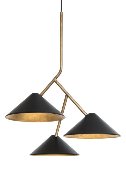 Konsthantverk grenverk taklampa råmässing/svart