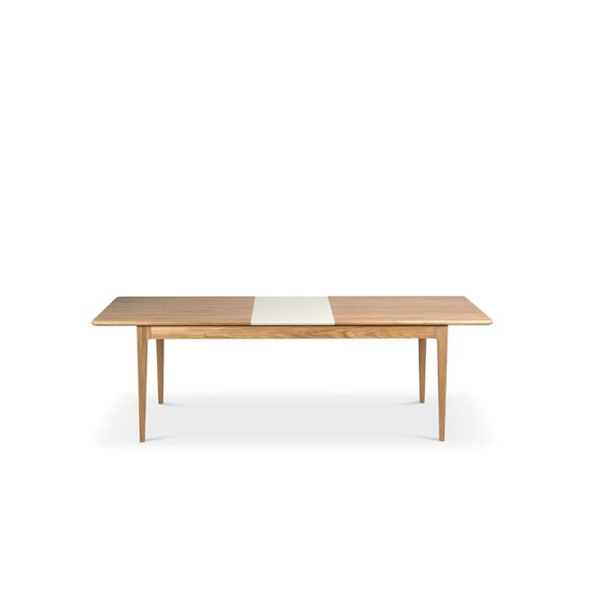 Mavis höllviken matbord ek vitpigmenterad mattlack-1 ilägg-beige mdf á 50 cm