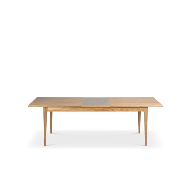 Mavis höllviken matbord ek vitpigmenterad mattlack-1 ilägg-kalksten á 50 cm