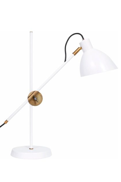 Konsthantverk kh1 bordslampa vit matt, råmässing