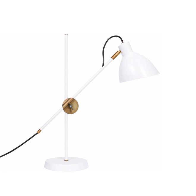 Konsthantverk kh1 bordslampa vit matt, råmässing