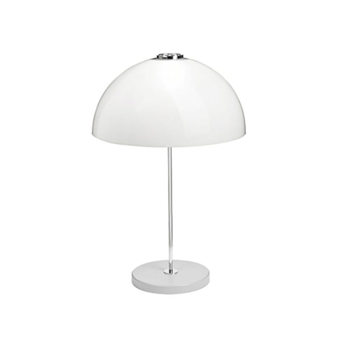 Innolux kupoli bordslampa grå, metalldetaljer, vit skärm