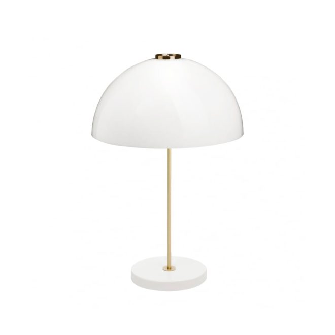 Innolux kupoli bordslampa vit, mässingsdetaljer