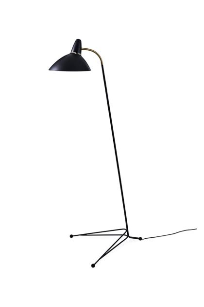 Warm nordic lightsome golvlampa black noir, mässingdetalj