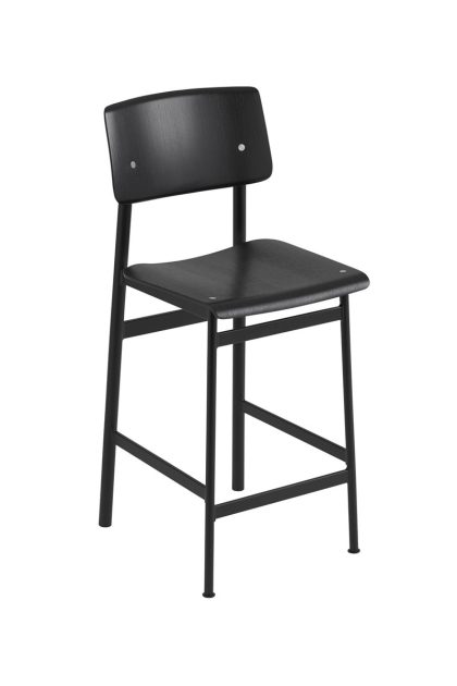 Muuto loft barstol black, låg, svart stålstativ