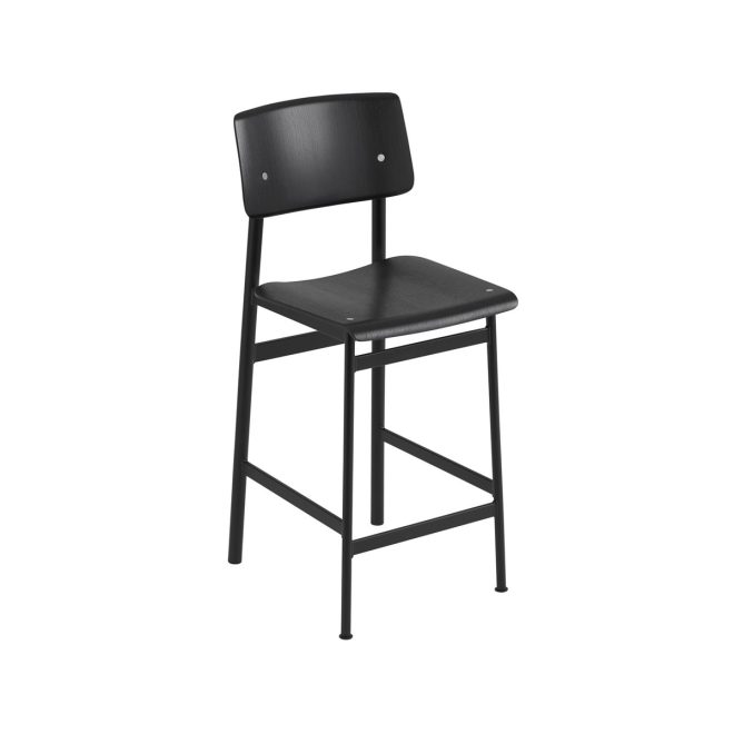 Muuto loft barstol black, låg, svart stålstativ