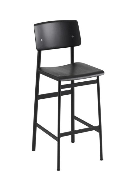 Muuto loft barstol black, hög, svart stålstativ