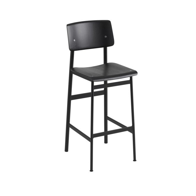Muuto loft barstol black, hög, svart stålstativ