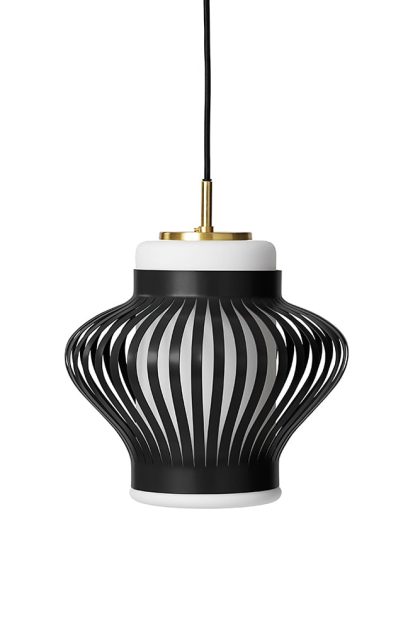 Warm nordic opal lamella pendel black noir, sandblästrad opal