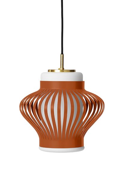 Warm nordic opal lamella pendel rusty red, sandblästrad opal