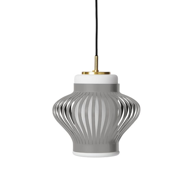 Warm nordic opal lamella pendel sky grey, sandblästrad opal