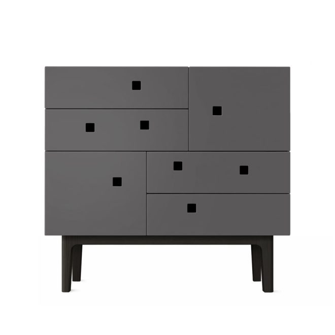 Zweed peep b1 byrå slate grey, svartlack