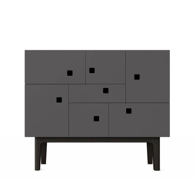 Zweed peep c1 skåp slate grey, svartlack stativ