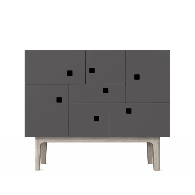 Zweed peep c1 skåp slate grey, vitpigmenterad ek