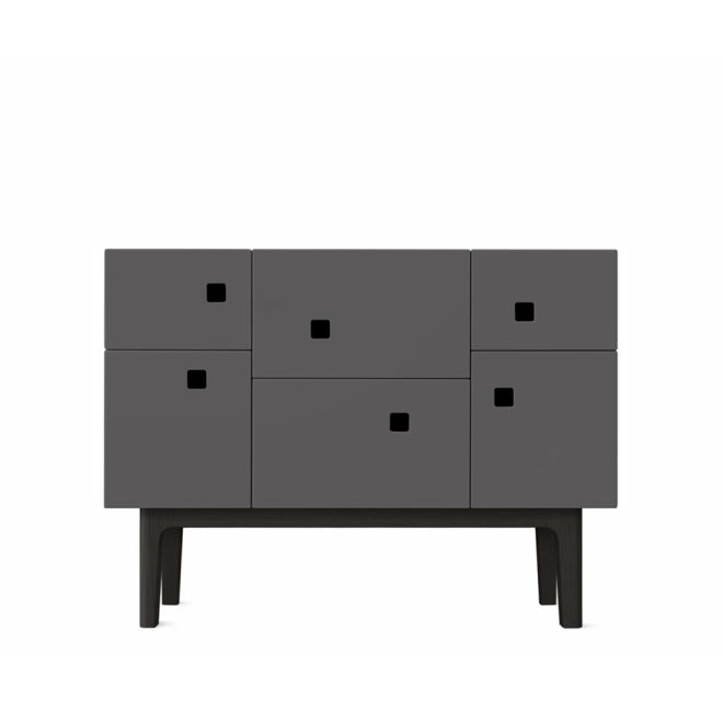 Zweed peep c2 skåp slate grey, svartlack