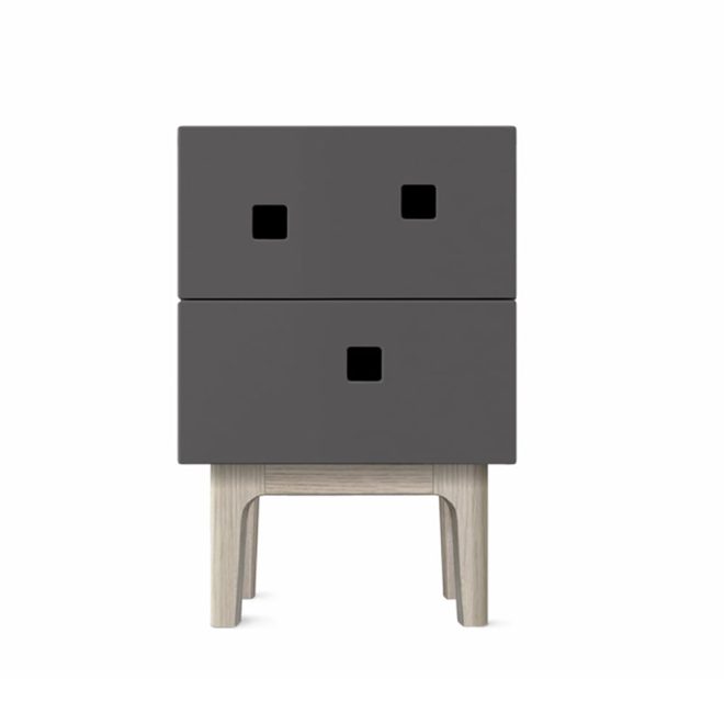 Zweed peep s1 sängbord slate grey, vitpigmenterad ek