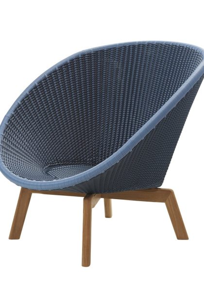 Cane-line peacock weave loungefåtölj midnight/dusty blue, ben i teak