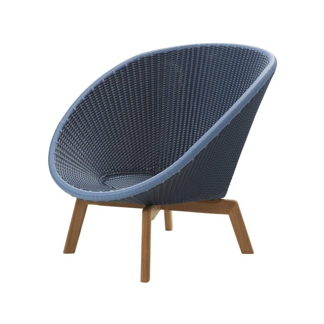 Cane-line peacock weave loungefåtölj midnight/dusty blue, ben i teak