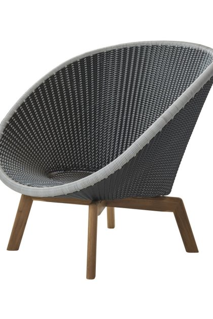 Cane-line peacock weave loungefåtölj grey/light grey, ben i teak