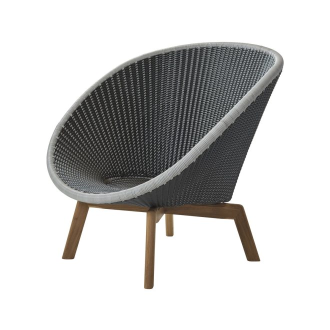 Cane-line peacock weave loungefåtölj grey/light grey, ben i teak