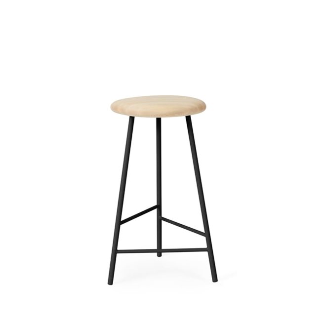 Warm nordic pebble barpall ask olja, h.65, svart stativ