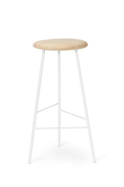 Warm nordic pebble barpall ask olja, h.75, vitt stativ