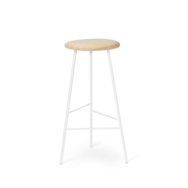 Warm nordic pebble barpall ask olja, h.75, vitt stativ
