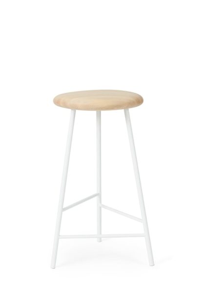 Warm nordic pebble barpall ask olja, h.65, vitt stativ