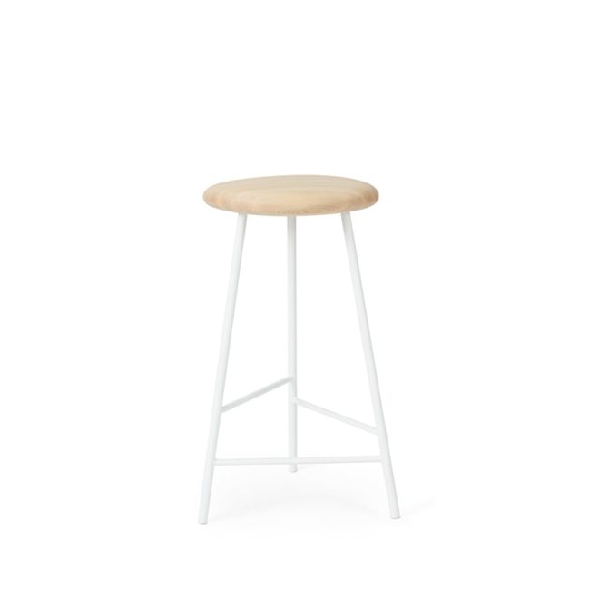Warm nordic pebble barpall ask olja, h.65, vitt stativ