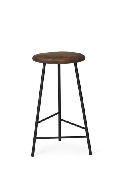 Warm nordic pebble barpall ek rökt, h.65, svart stativ