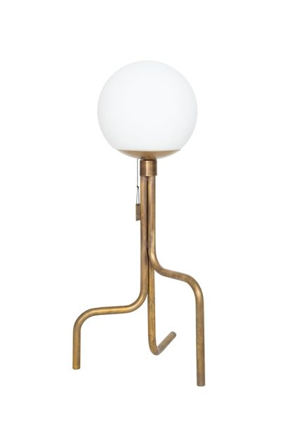 Konsthantverk strapatz bordslampa rå mässing/matt vit