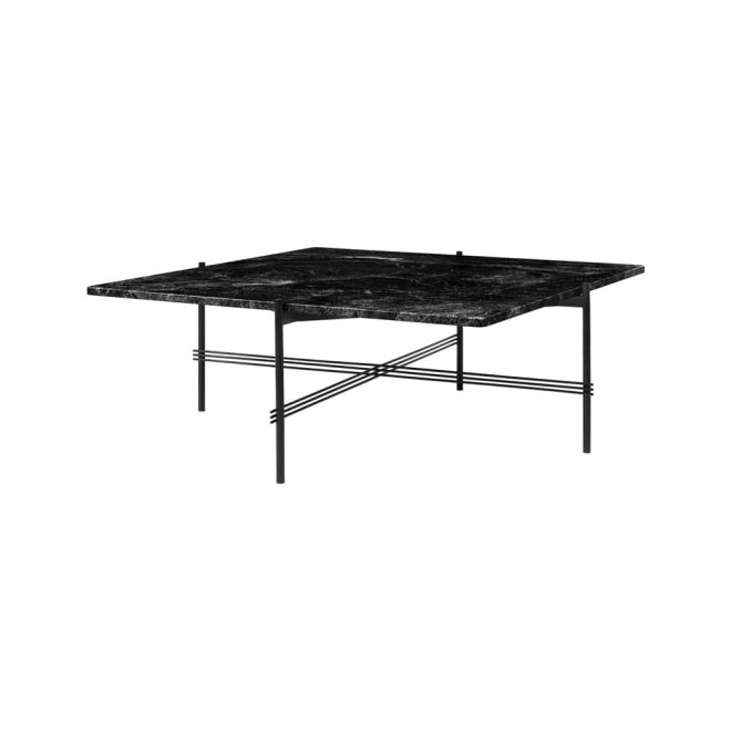 Gubi ts square soffbord black marquina marble-105x105 cm-svart stativ